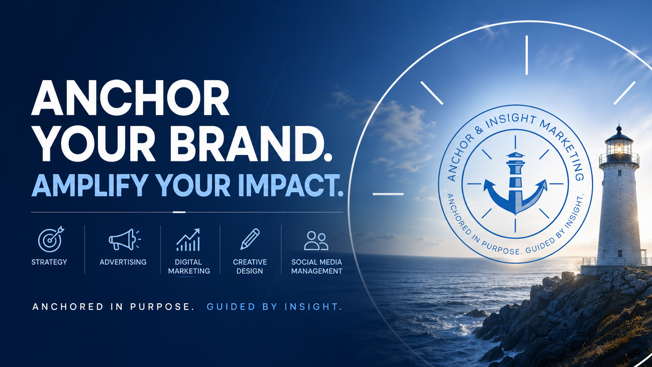 Anchor & Insight Marketing lighthouse brand graphic
